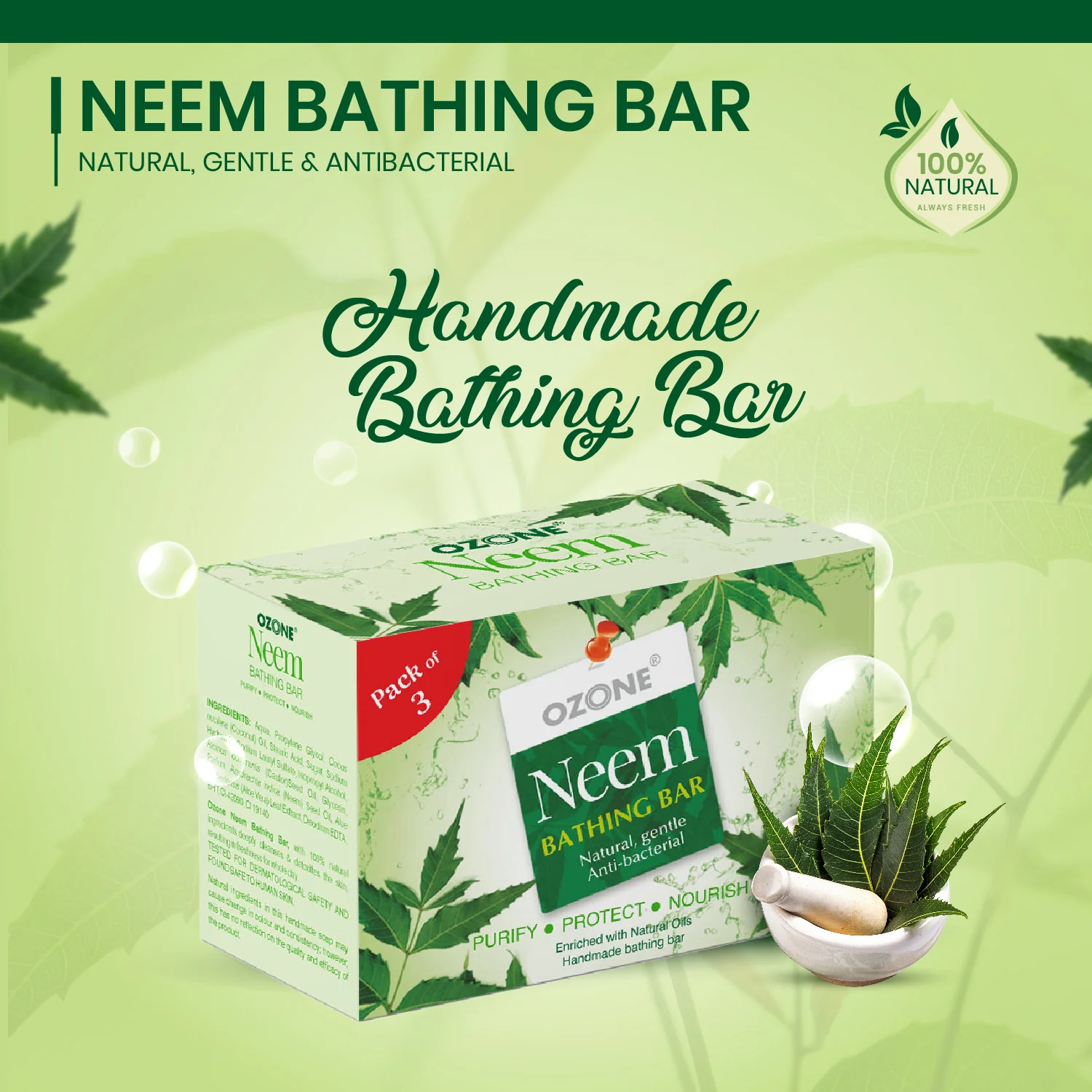 Neem Bathing Bar (Pack of 3) - Image 6